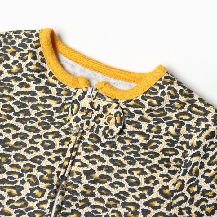 Комбинезон детский (3 шт.), цвет оранжевый/леопард/белый, рост 74 см