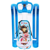 Снегокат &laquo;Маша и медведь&raquo;, СММ2, со спинкой и ремнём безопасности,цвет голубой/белый