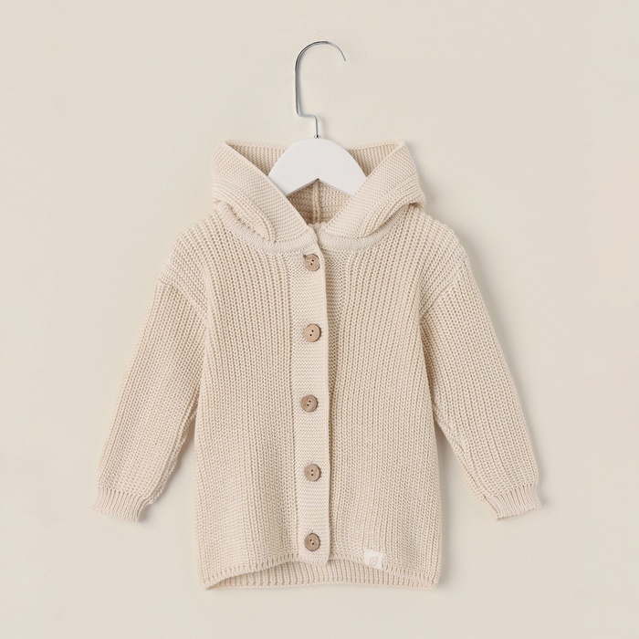 Кардиган вязаный с капюшоном SL Home, р.92-98 см, молочный Кардиган вязаный с капюшоном SL Home, р.92-98 см, молочный