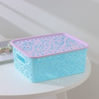 Контейнер для хранения с крышкой «Узор», пластик, 25×19×10 см, цвет МИКС Контейнер для хранения с крышкой «Узор», пластик, 25×19×10 см, цвет МИКС