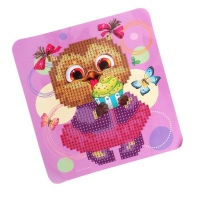 Алмазная мозаика с частичным заполнением на шкатулке &laquo;Совушка&raquo;, 14 х 13.6 см
