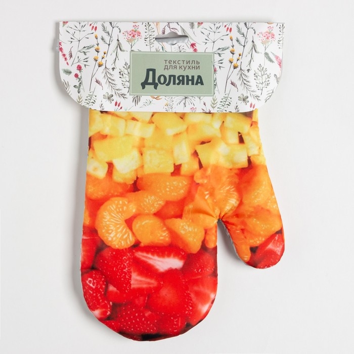 Варежка-прихватка Доляна &laquo;Фрукты&raquo;, 26х16 см, 100% п/э