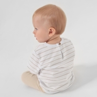 Лонгслив детский MINAKU: Basic Line BABY, цвет белый/бежевый, рост 74-80