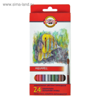 Карандаши акварельные 24 цвета 3.0 мм Koh-I-Noor "Рыбки" 3718, картонная коробка, европодвес, L=175 мм Карандаши акварельные 24 цвета 3.0 мм Koh-I-Noor "Рыбки" 3718, картонная коробка, европодвес, L=175 мм