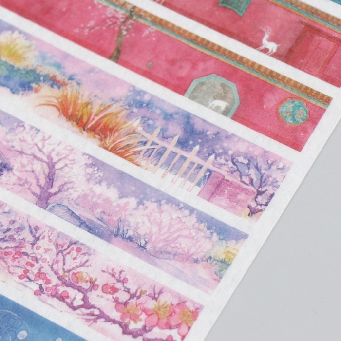 Наклейки для творчества бумага Наклейки для творчества бумага "Пейзаж" набор 3 листа 10х20 см