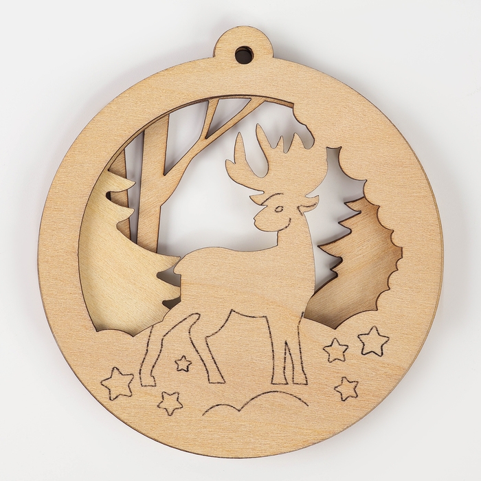 Ёлочная подвеска из дерева своими руками на новый год &laquo;Олень&raquo;, новогодний набор для творчества