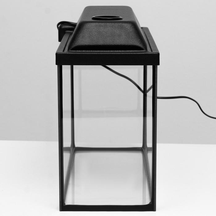 Аквариум Прямоугольный Аквариум Прямоугольный "Атолл" с крышкой, 20 литров, 38 х 19 х 28/33 см, чёрный