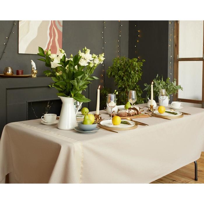 Скатерть "Этель" 110х165 см &plusmn; 5см, цвет кофейный с золотой нитью, 100% хлопок, 163 г/м2