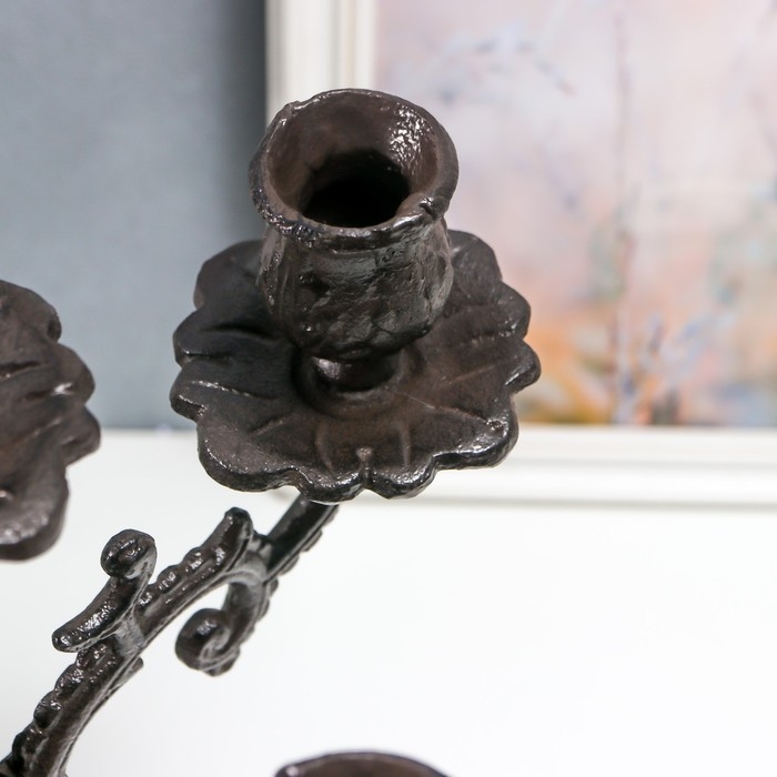 Подсвечник чугун на 5 свечей Подсвечник чугун на 5 свечей "Королевский" чёрный 43х29х29 см