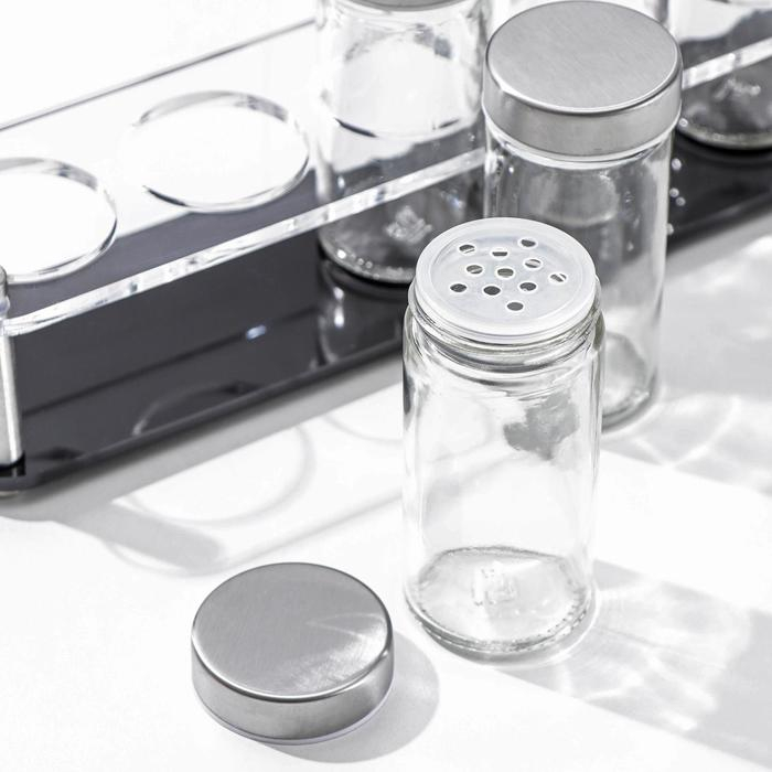 Набор для специй из стекла на подставке &laquo;Хай-тек&raquo;, 90 мл, 33&times;6,7&times;10,5 см, 4&times;9,5 см, 6 шт