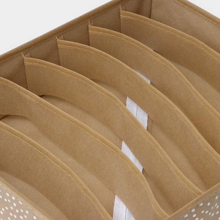 Органайзер для хранения белья Доляна Points, 7 ячеек, 34×30×8 см, цвет бежевый Органайзер для хранения белья Доляна Points, 7 ячеек, 34×30×8 см, цвет бежевый