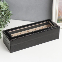 Шкатулка кожзам под часы 6 отделений "Питон чёрный" 11х31х7,5 см Шкатулка кожзам под часы 6 отделений "Питон чёрный" 11х31х7,5 см
