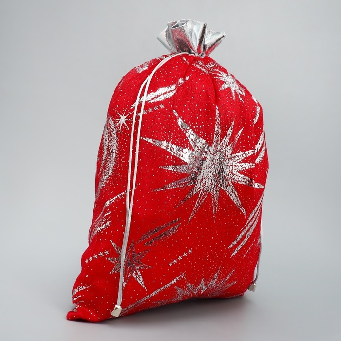 Мешочек подарочный плюш &laquo;Полярная звезда&raquo;, тиснение, 30 х 40 см +/- 1.5 см, Новый год