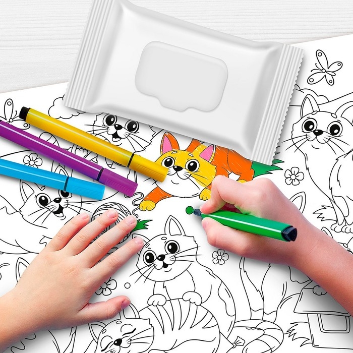 Коврик-раскраска многоразовый &laquo;Котики&raquo;