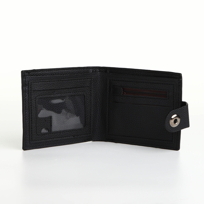 Портмоне мужское на магните, отдел для карт, монет, цвет чёрный