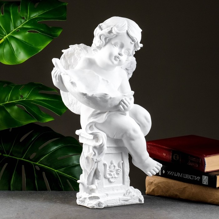 Фигура Фигура "Ангелочек с чашей" белый, 13х15х43см