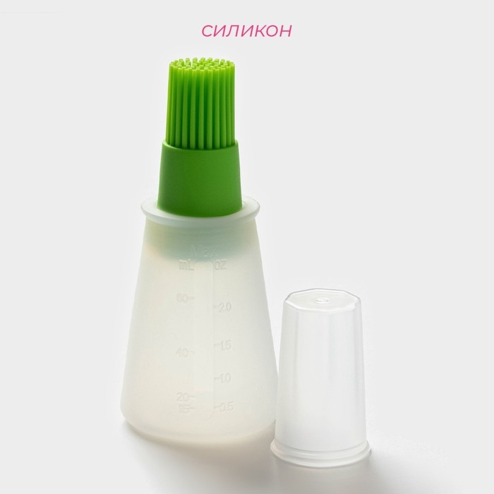 Кисть с резервуаром для масла Доляна «Олио», силикон, 70 мл, 11 см, цвет зелёный Кисть с резервуаром для масла Доляна «Олио», силикон, 70 мл, 11 см, цвет зелёный