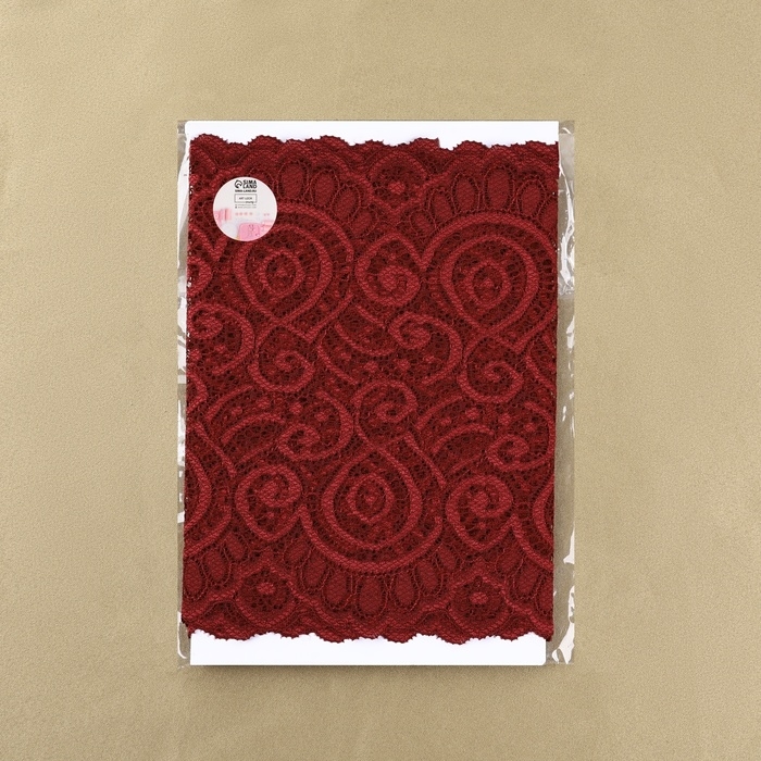 Кружевная эластичная ткань, 180 мм × 2,7 ± 0,5 м, цвет бордовый Кружевная эластичная ткань, 180 мм × 2,7 ± 0,5 м, цвет бордовый