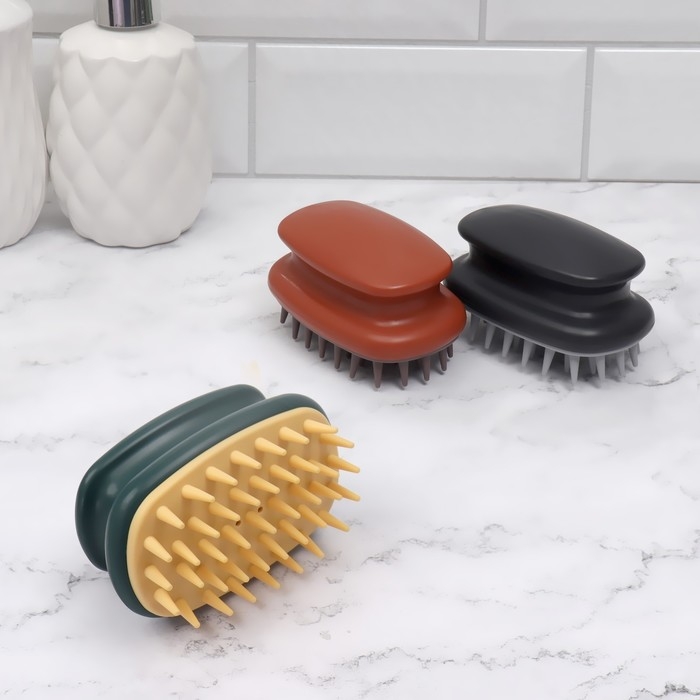 Щётка - массажёр для мытья головы, 10 × 6 × 6,2 см, в блистере, цвет МИКС Щётка - массажёр для мытья головы, 10 × 6 × 6,2 см, в блистере, цвет МИКС