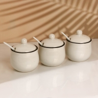 Банки керамические для специй на металлической подставке &laquo;Ёжик&raquo;, 200 мл, 3 шт