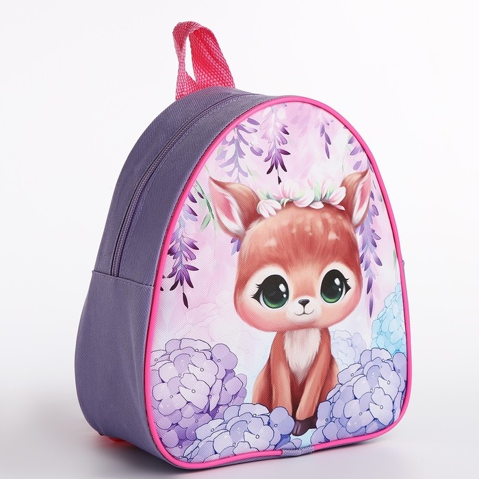 Рюкзак детский для девочки «Оленёнок», 23х20,5х10 см, отдел на молнии, цвет красный Рюкзак детский для девочки «Оленёнок», 23х20,5х10 см, отдел на молнии, цвет красный