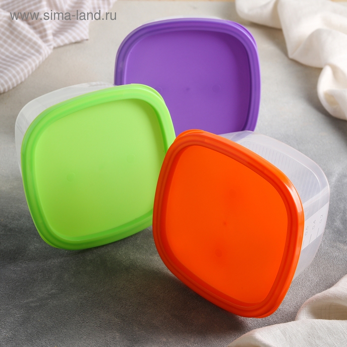 Контейнер для продуктов с мерной шкалой «BioFresh», 900 мл, прозрачный, крышка микс Контейнер для продуктов с мерной шкалой «BioFresh», 900 мл, прозрачный, крышка микс