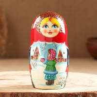 Матрёшка «Парочка», красный платок,5 кукольная, люкс Матрёшка «Парочка», красный платок,5 кукольная, люкс