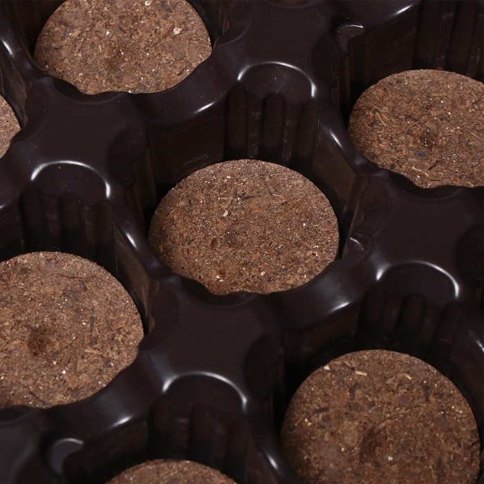 Набор для рассады: торфяная таблетка d = 4.1 см, 12 шт., кассета на 12 ячеек по 40 мл, поддон 20,5 &times; 17 см, зелёный, пластик, Экоторф