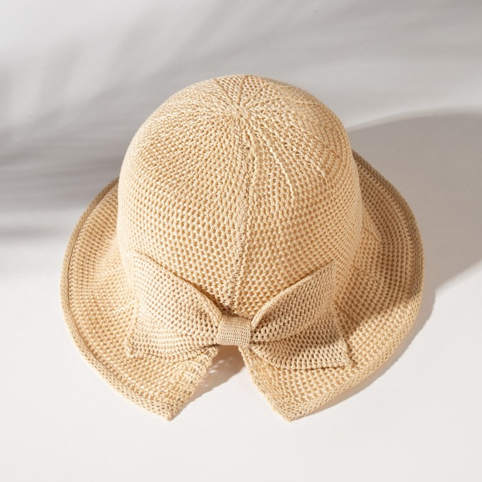 Шляпа для девочки MINAKU с бантом, цвет молочный, р-р 50-52 Шляпа для девочки MINAKU с бантом, цвет молочный, р-р 50-52