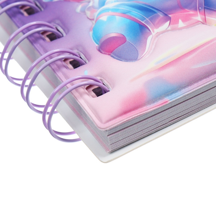 Записная книжка подарочная на гребне 80л,линия, цветной блок,обложка ПВХ 3D Мишка(10х10,5см)   10539