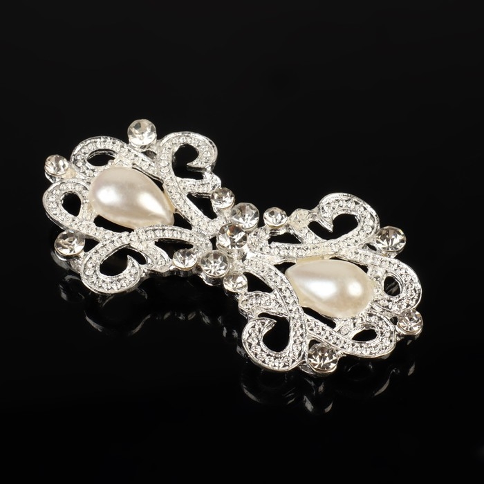 Декоративная застёжка &laquo;Узор&raquo;, 6,5 &times; 3,5 см, цвет белый