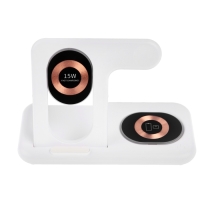 Беспроводное зарядное устройство 3 в 1 Y36, 15 W, складная, подсветка, USB, Type-C, белая Беспроводное зарядное устройство 3 в 1 Y36, 15 W, складная, подсветка, USB, Type-C, белая