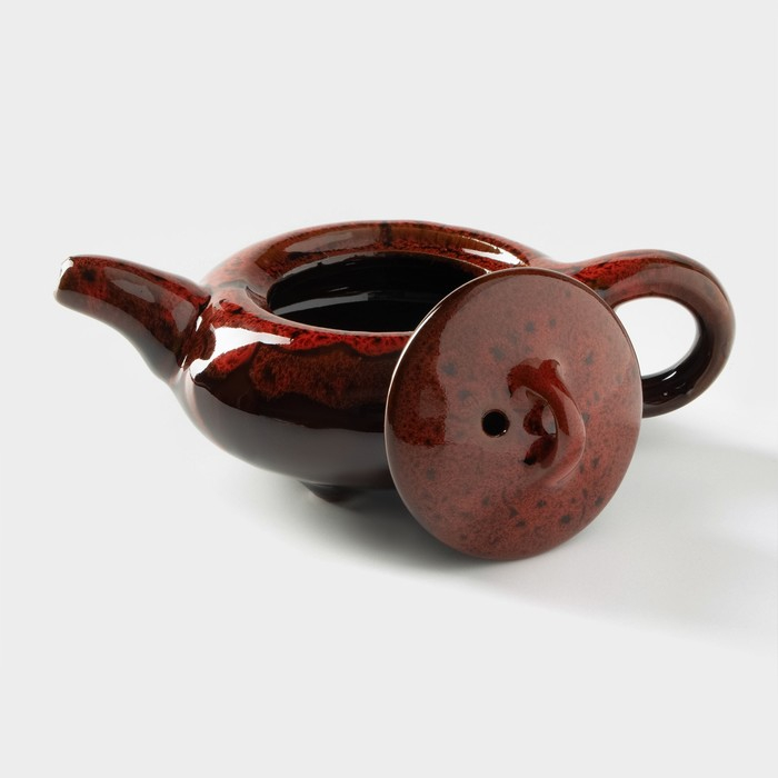 Набор для чайной церемонии керамический &laquo;Лунное озеро&raquo;, 7 предметов: 6 пиал 50 мл, чайник 150 мл, цвет красный