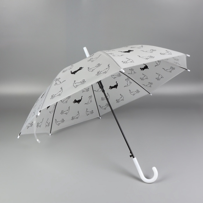 Зонт - трость полуавтоматический &laquo;Коты&raquo;, 8 спиц, R = 47/54 см, D = 108 см, цвет МИКС