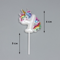 Свеча в торт "Единорог", цифра "4", 6 см