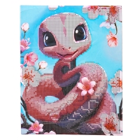 Алмазная мозаика на новый год с частичным заполнением &laquo;Розовая змейка&raquo;, 20 х 25 см, новогодний набор для творчества