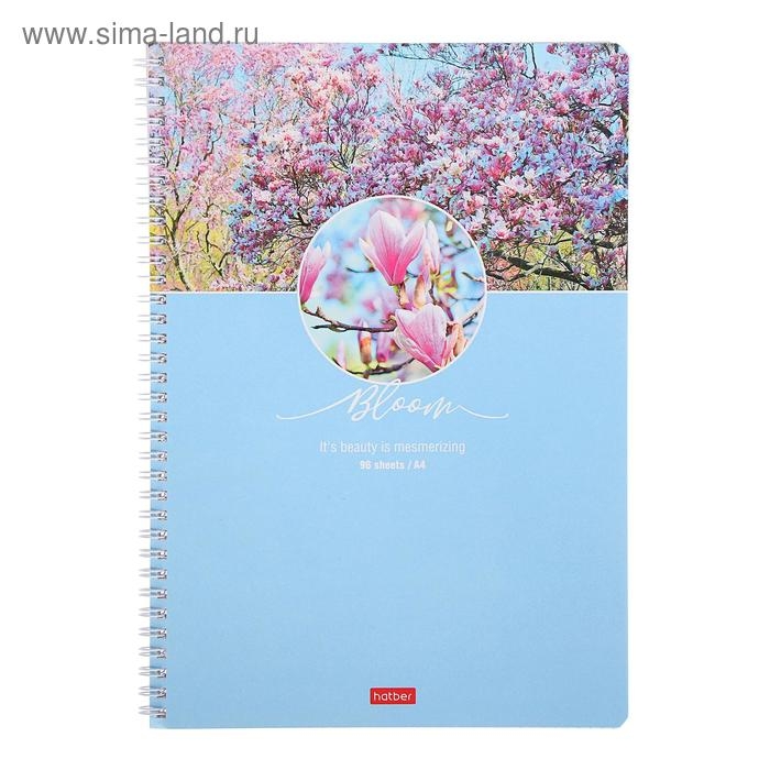 Тетрадь А4, 96 листов в клетку на гребне Тетрадь А4, 96 листов в клетку на гребне "Красота цветения", обложка мелованный картон, блок офсет, МИКС