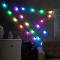 Умная гирлянда &laquo;Нить&raquo; 6 м с насадками &laquo;Шишки матовые&raquo;, IP20, тёмная нить, 20 LED, свечение RGB, USB