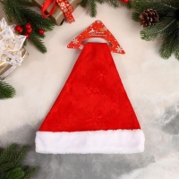 Колпак новогодний "Новогодние веточки" 29х38 см, красный Колпак новогодний "Новогодние веточки" 29х38 см, красный