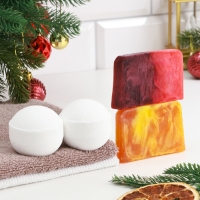 Набор 2 бомбочки "Роза, Персик" и 2 мыла "Апельсин-Корица-Кофе, Брусника" Набор 2 бомбочки "Роза, Персик" и 2 мыла "Апельсин-Корица-Кофе, Брусника"