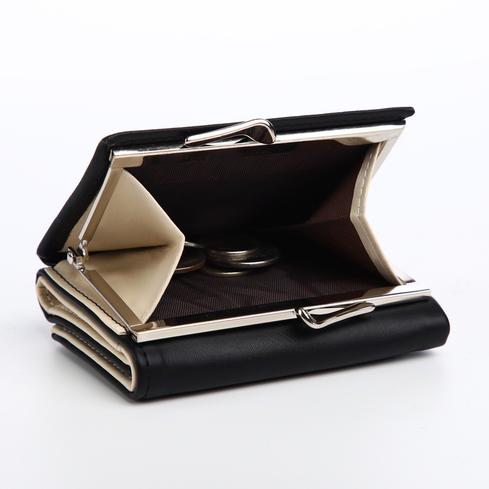 Кошелёк женский на кнопке, цвет чёрный Кошелёк женский на кнопке, цвет чёрный