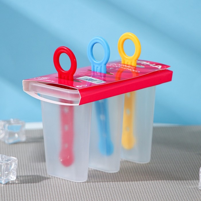 Форма для мороженого Доляна «Симпл», 11×11×6,5 см, 3 ячейки, цвет прозрачный Форма для мороженого Доляна «Симпл», 11×11×6,5 см, 3 ячейки, цвет прозрачный