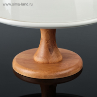 Подставка для десертов керамическая с крышкой-клош на деревянной ножке &laquo;Эстет&raquo;, d=24,5 см, цвет белый