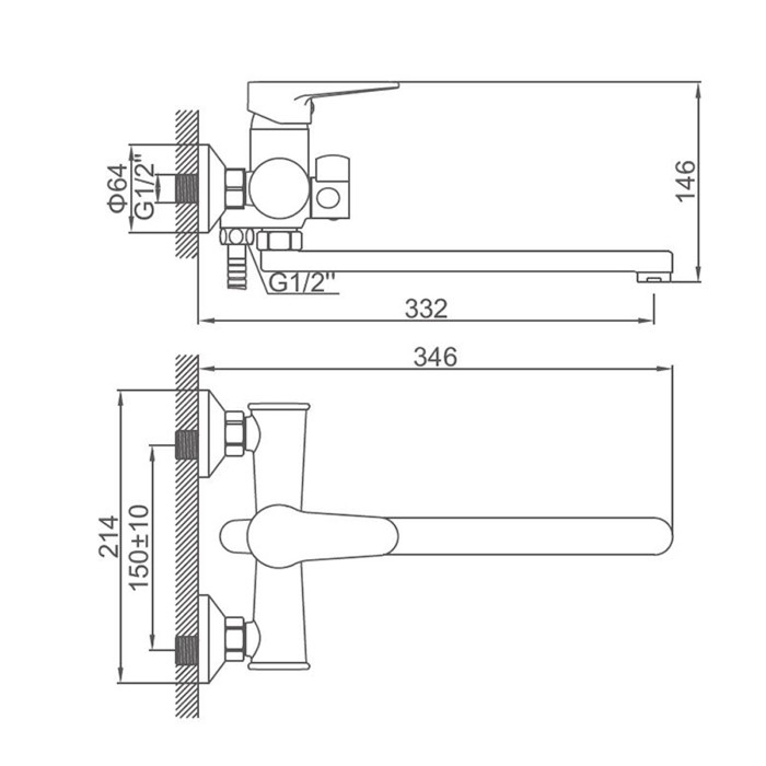 Смеситель для ванны Accoona A71111G, силумин, картридж 35мм, излив 30 см, белый/хром Смеситель для ванны Accoona A71111G, силумин, картридж 35мм, излив 30 см, белый/хром