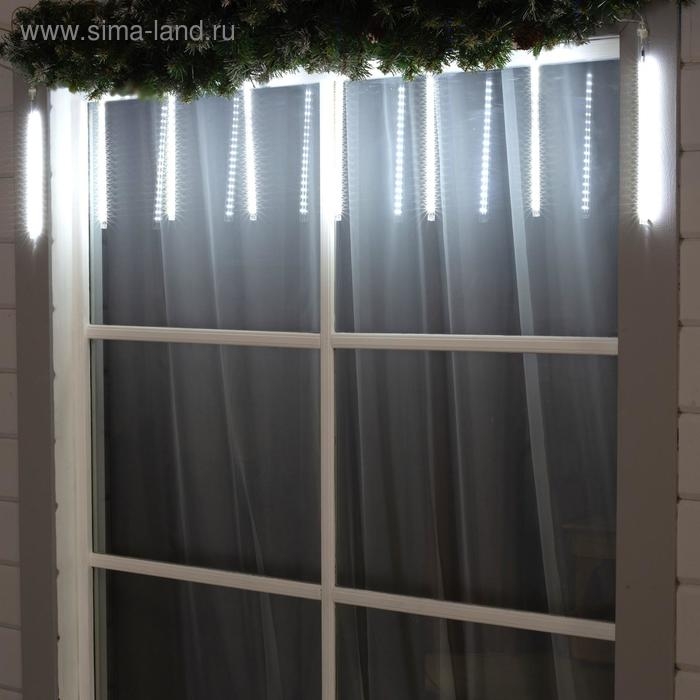 Гирлянда &laquo;Сосульки&raquo; 2.5 &times; 0.3 м, IP65, прозрачная нить, 192 LED, свечение белое с эффектом стекания, 12 В