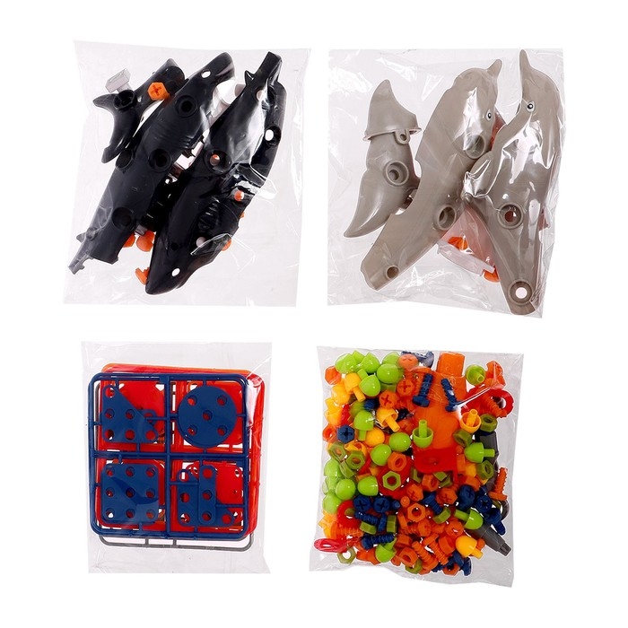 Конструктор винтовая мозаика «Морской мир», с электрическим шуруповертом, 193 детали Конструктор винтовая мозаика «Морской мир», с электрическим шуруповертом, 193 детали