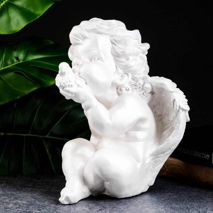 Фигура Фигура "Ангел с птичкой" перламутр, 30х21х21см