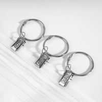 Набор для штор, кольцо разъёмное, d = 36/41 мм, 10 шт, зажим, 33 &times; 11 мм, 10 шт, цвет серебряный