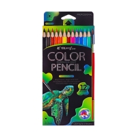 Карандаши акварельные 12 цветов, в картонной коробке, треугольные,дер, с кист,Животные МИКС