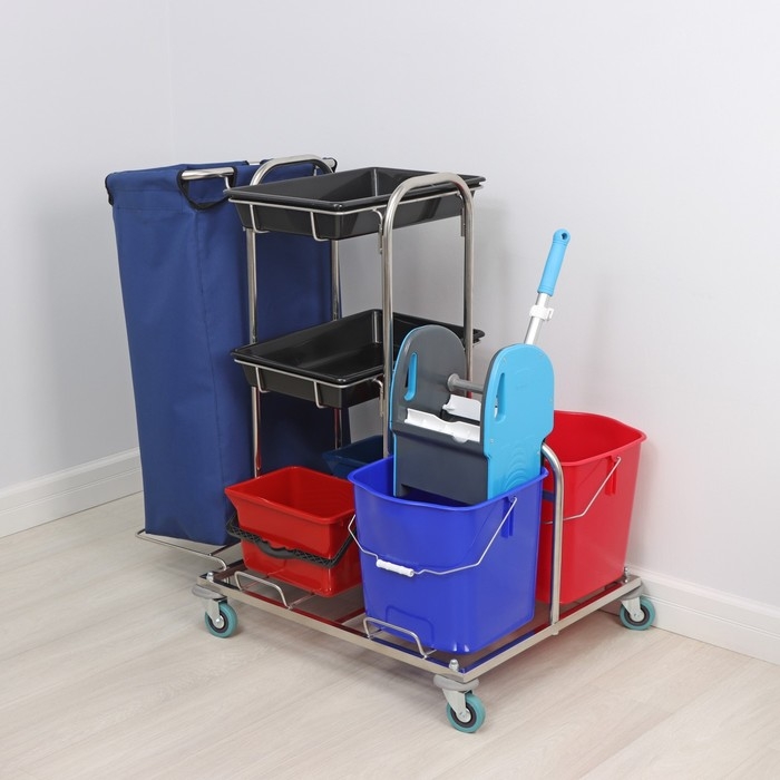 Тележка уборочная &laquo;Виолета&raquo;, стандарт, 2&times;25 л, 2&times;8 л, 2 лотка, комплектация с нейлоновым мешком, 135 л